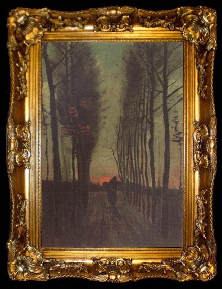 framed  Vincent Van Gogh Avenue of Poplars at Sunset (nn04), ta009-2